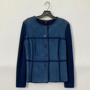 ST. JOHN Lamb Suede Blue Jacket/Sweater